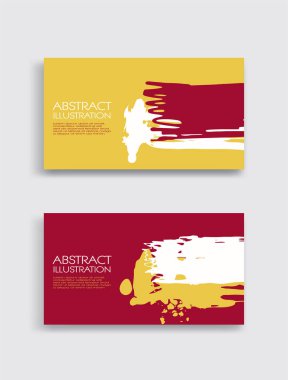 Beyaz arka planda kırmızı, beyaz, sarı, fırça darbesi. Japon tarzı. Grunge lekelerinin vektör illüstrasyonu