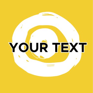 Sarı üzerine Vektör Yuvarlak Şekil. Beyaz Daire Damgası. Simge, Logo, Sancak Tasarımı. Yuvarlak Fırça Soyut Vuruşu .