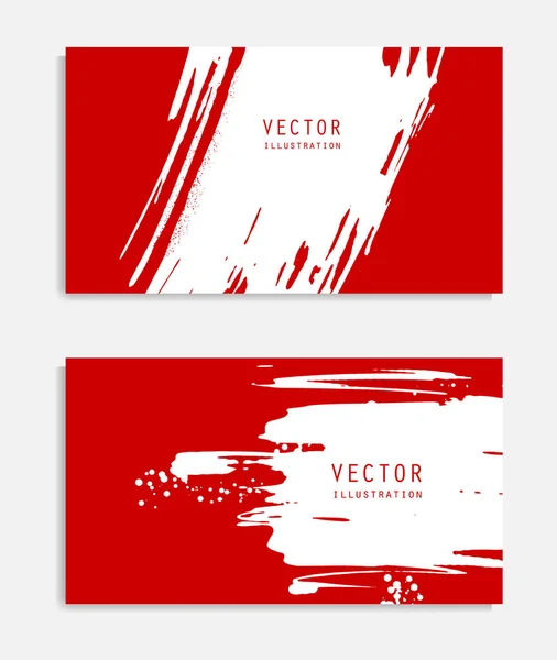 Abstracte Inktpenseel Banners Gezet Met Grunge Effect Japanse Stijl Vectorillustratie — Stockvector