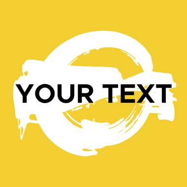Sarı üzerine Vektör Yuvarlak Şekil. Beyaz Daire Damgası. Simge, Logo, Sancak Tasarımı. Yuvarlak Fırça Soyut Vuruşu .