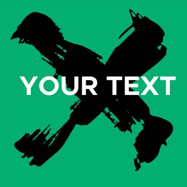 Yeşilde Vektör Çapraz Şekli. Kara Haç Damgası. Simge, Logo, Sancak Tasarımı. Çapraz Fırça Soyut Vuruşu .