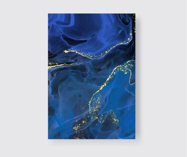 Alkolün mürekkep rengi arka plan. Soyut dikey çok renkli mermer desenli pankart. Akrilik boyalar karıştırılıyor.