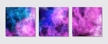 Uzay Soyut Galaksi Sancakları ayarlandı. Tasarımlarınız ve sanat eserleriniz için vektör galaksi çizimi. Uzay galaksisi tasarım elemanları.