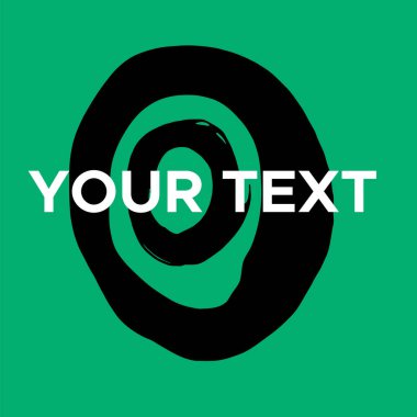 Yeşilde Vektör Yuvarlak Şekli. Siyah Çember Damgası. Simge, Logo, Sancak Tasarımı. Yuvarlak Fırça Soyut Vuruşu .