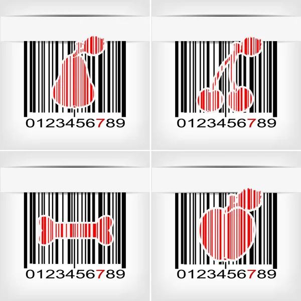 Imagen de código de barras con franja roja - ilustración vectorial — Vector de stock