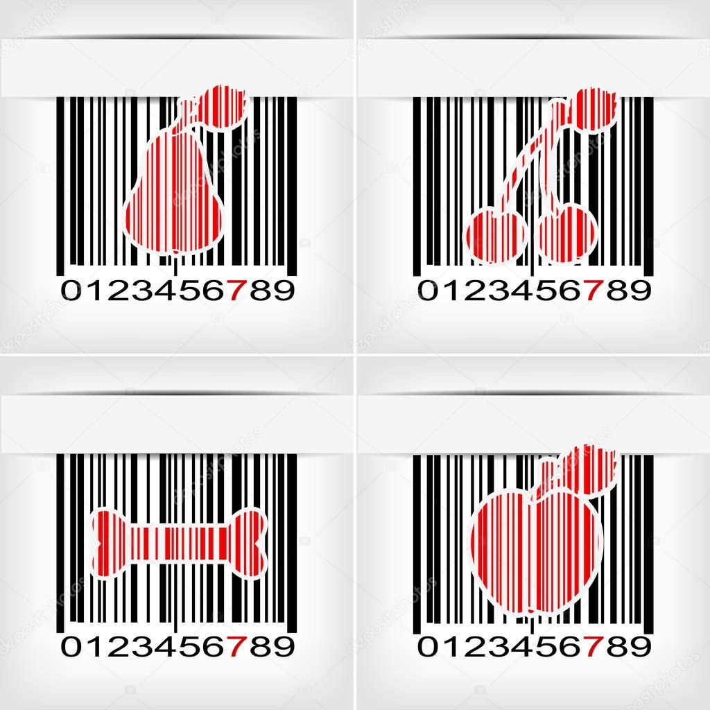 Barcode image with red strip - vector illustration
