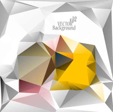 Çok Renkli ( Sarı, Gri, Gül ) Tasarım Şablonları. Geometrik Üçgen Soyut Modern Vektör Arka Plan. 