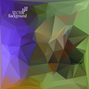Çok renkli (yeşil, mor, mor, kahverengi) tasarım şablonları. Geometrik üçgen soyut Modern vektör arka plan. 