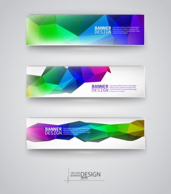 çok renkli poligonal mozaik arka planlar ile afiş kümesi