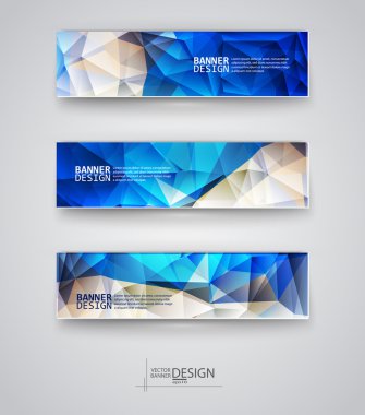 çok renkli poligonal mozaik arka planlar ile afiş kümesi