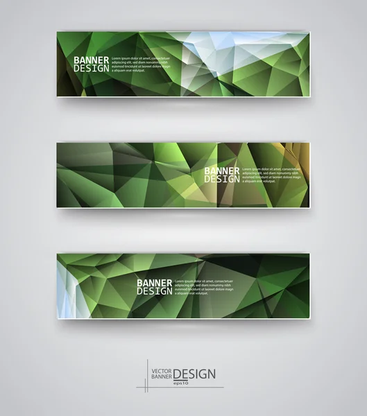 Conjunto de Banners com Multicolorido Mosaico Poligonal Fundos — Vetor de Stock