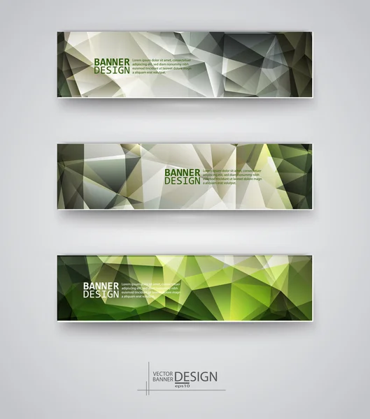 Conjunto de Banners com Multicolorido Mosaico Poligonal Fundos — Vetor de Stock