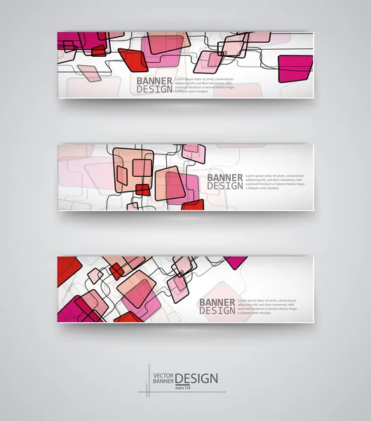 色とりどりの正方形の背景とバナーの設定 — ストックベクタ