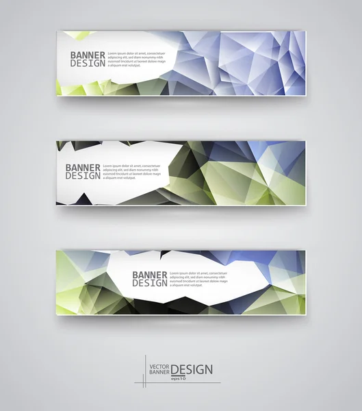 Set de Banners con Mosaico Poligonal Multicolor — Vector de stock
