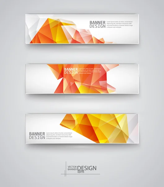 Set de Banners con Mosaico Poligonal Multicolor — Archivo Imágenes Vectoriales