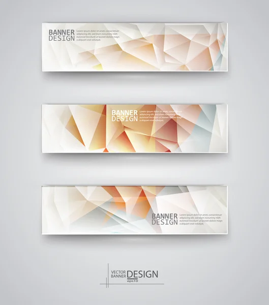 Conjunto de Banners com Multicolorido Mosaico Poligonal Fundos — Vetor de Stock