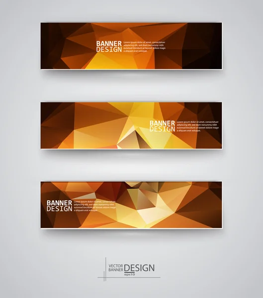 Set de Banners con Mosaico Poligonal Multicolor — Vector de stock