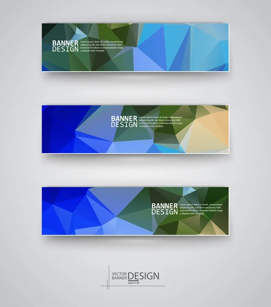 Set de Banners con Mosaico Poligonal Multicolor — Vector de stock