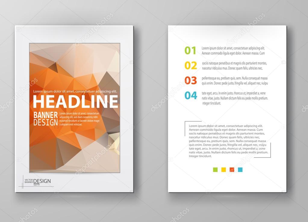 Brochure with Multicolored Polygonal Mosaic Backgrounds