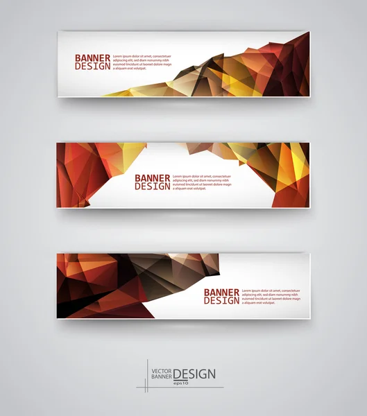 Conjunto de Banners com Multicolorido Mosaico Poligonal Fundos — Vetor de Stock