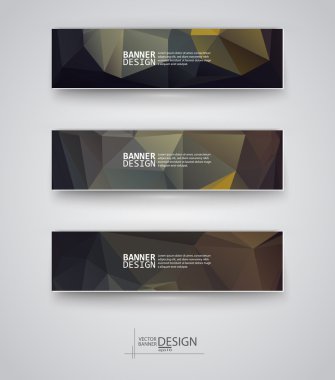 çok renkli poligonal mozaik arka planlar ile afiş kümesi