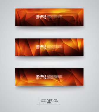 çok renkli poligonal mozaik arka planlar ile afiş kümesi