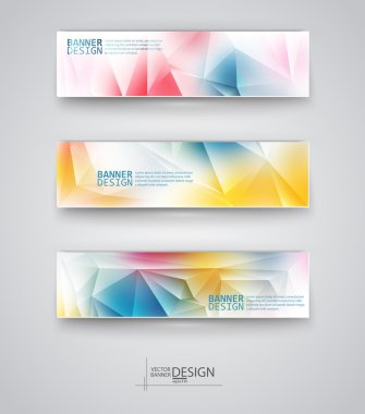 çok renkli poligonal mozaik arka planlar ile afiş kümesi