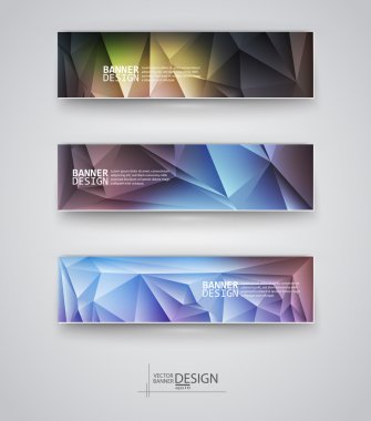 çok renkli poligonal mozaik arka planlar ile afiş kümesi