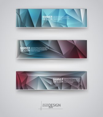 çok renkli poligonal mozaik arka planlar ile afiş kümesi