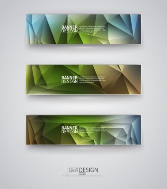 çok renkli poligonal mozaik arka planlar ile afiş kümesi