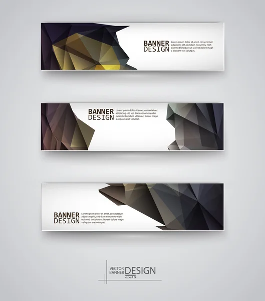 Set de Banners con Mosaico Poligonal Multicolor — Vector de stock