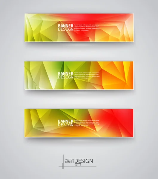 Set de Banners con Mosaico Poligonal Multicolor — Vector de stock