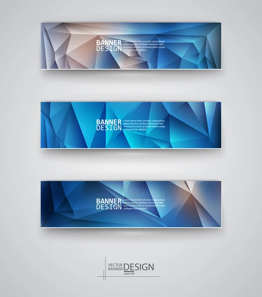 Set de Banners con Mosaico Poligonal Multicolor — Vector de stock