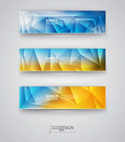 Set de Banners con Mosaico Poligonal Multicolor — Vector de stock