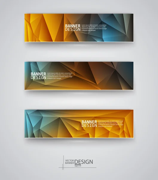 Set de Banners con Mosaico Poligonal Multicolor — Vector de stock