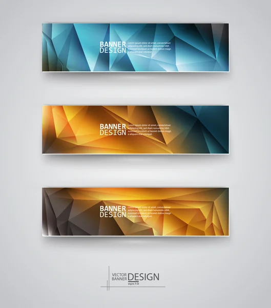 Set de Banners con Mosaico Poligonal Multicolor — Vector de stock