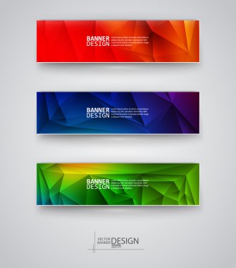 çok renkli poligonal mozaik arka planlar ile afiş kümesi