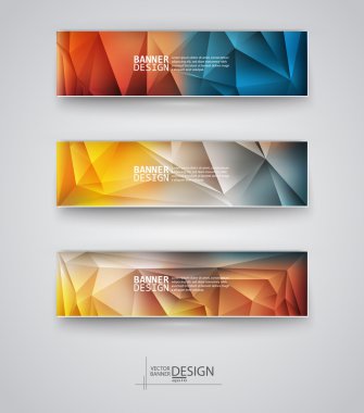 çok renkli poligonal mozaik arka planlar ile afiş kümesi