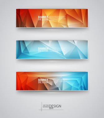 çok renkli poligonal mozaik arka planlar ile afiş kümesi