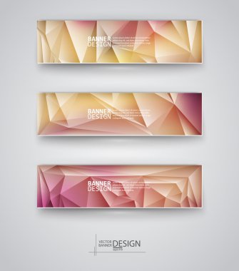 çok renkli poligonal mozaik arka planlar ile afiş kümesi