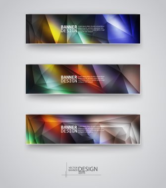 çok renkli poligonal mozaik arka planlar ile afiş kümesi