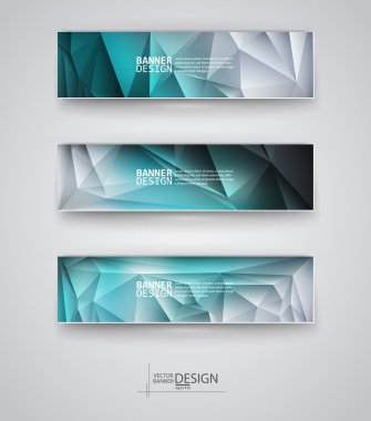 çok renkli poligonal mozaik arka planlar ile afiş kümesi