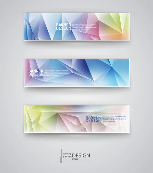 Set de Banners con Mosaico Poligonal Multicolor — Vector de stock