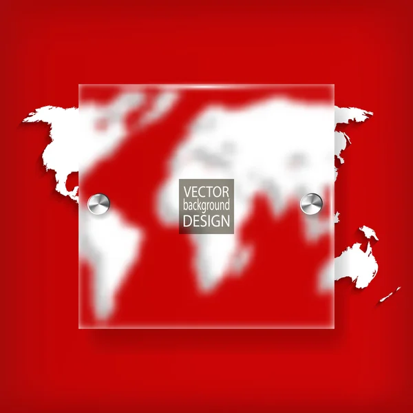 Abstract background with world map on red - vector illustration — Stock Vector