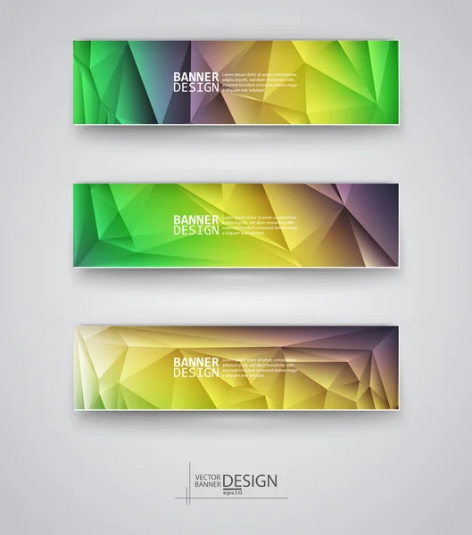 Set de Banners con Mosaico Poligonal Multicolor — Vector de stock