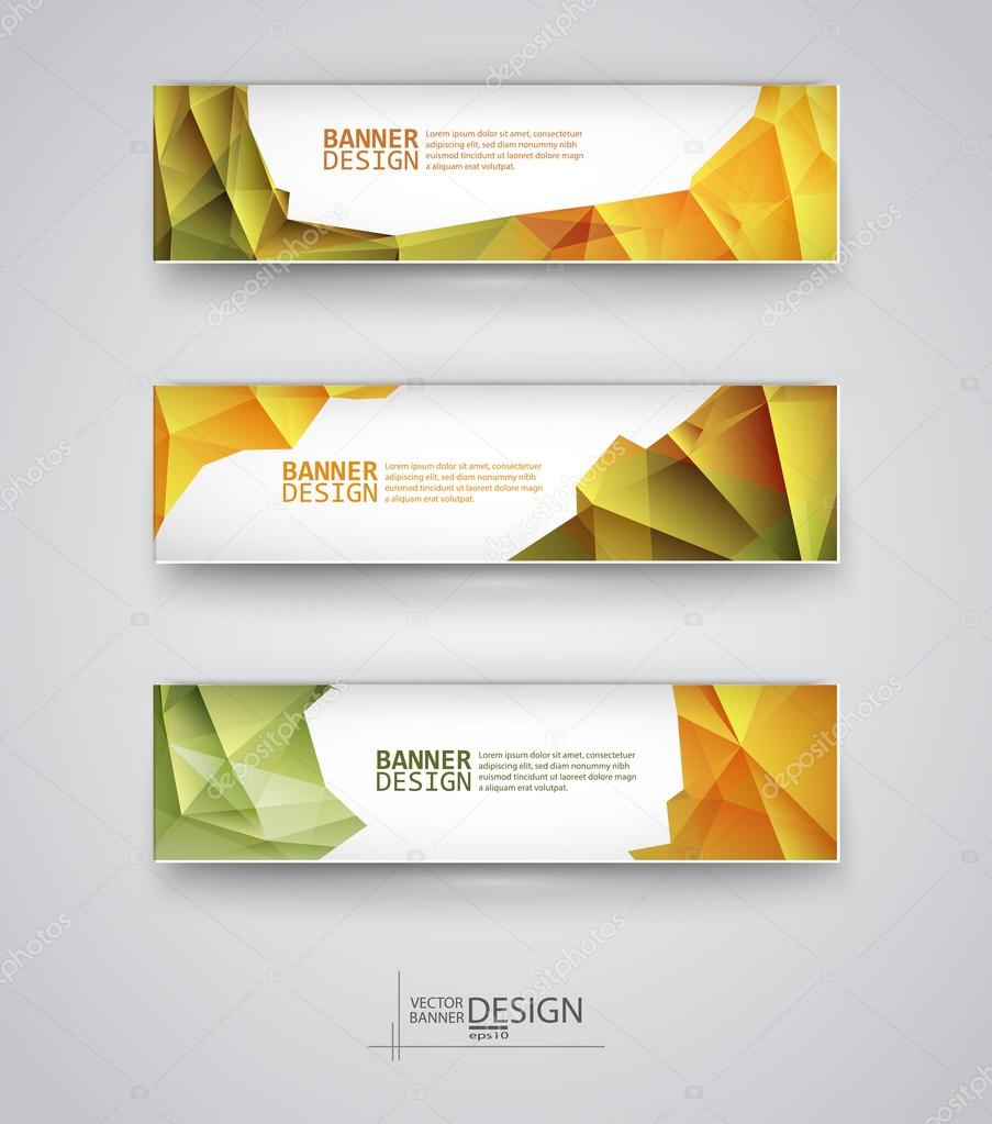 Set of Banners with Multicolored Polygonal Mosaic Backgrounds