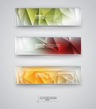 çok renkli poligonal mozaik arka planlar ile afiş kümesi