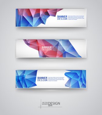 çok renkli poligonal mozaik arka planlar ile afiş kümesi