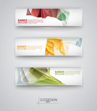 çok renkli poligonal mozaik arka planlar ile afiş kümesi