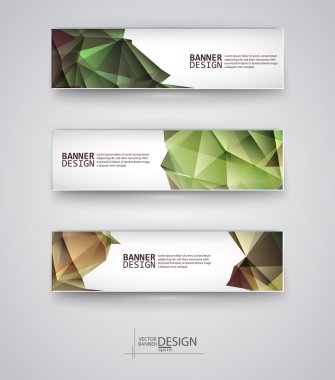 çok renkli poligonal mozaik arka planlar ile afiş kümesi